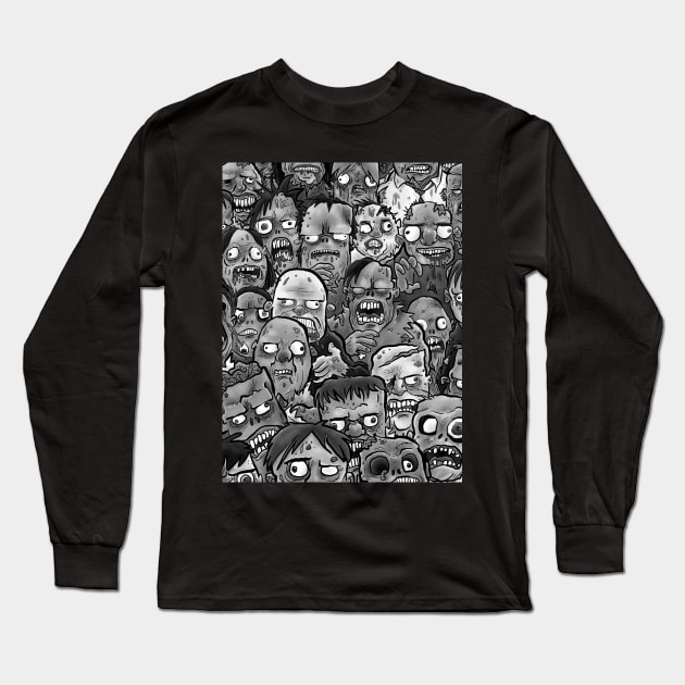 Black and White Zombies Long Sleeve T-Shirt by Grasdal